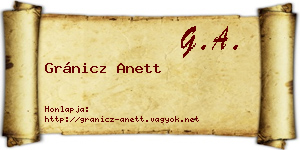 Gránicz Anett névjegykártya